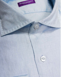 Patrick Hellmann Collection 100% Linen Light Blue Shirt thumbnail 2